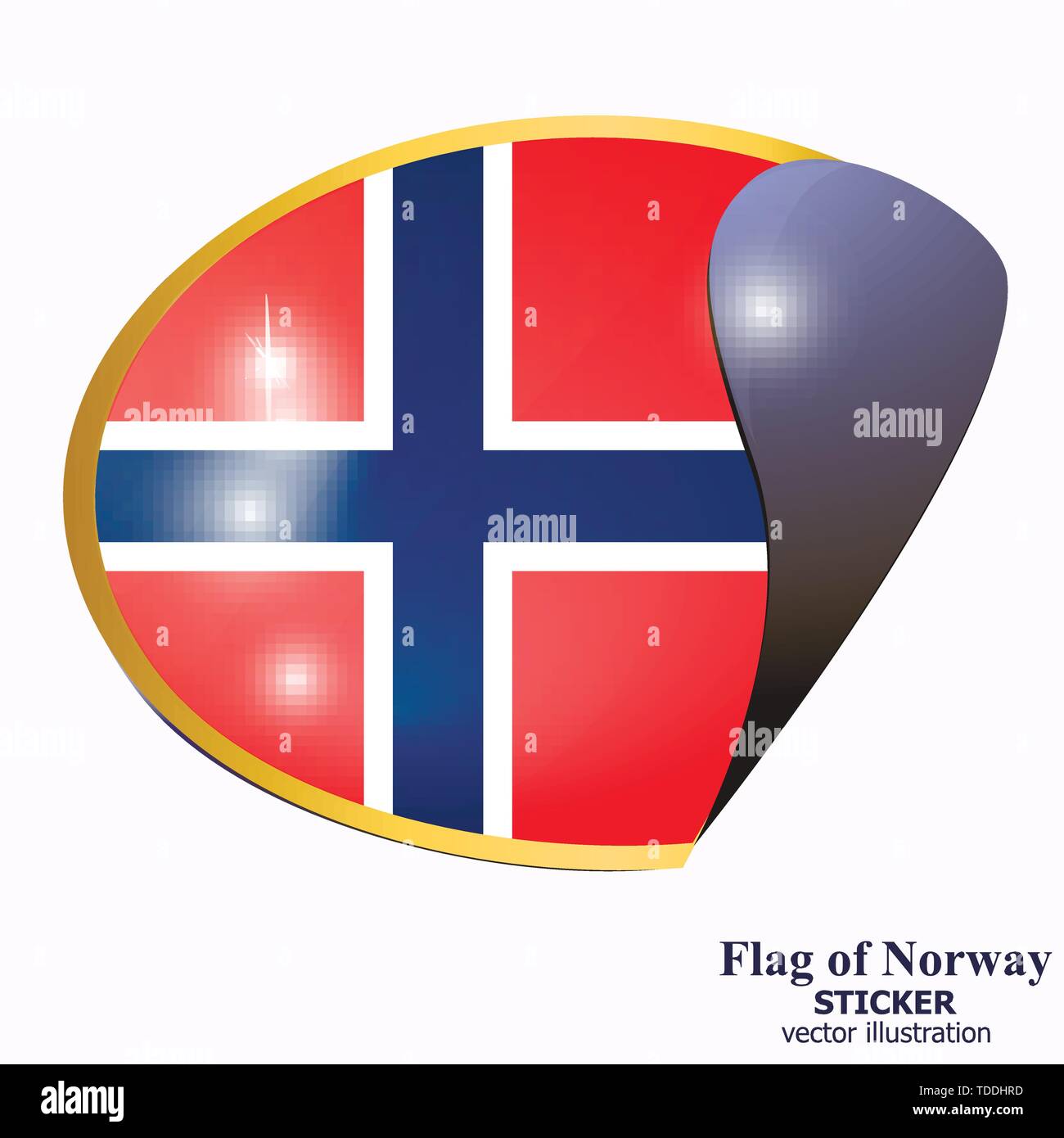 Sticker with flag of Norway. Colorful illustration with flags for web design. Illustration with white background. Stock Vector