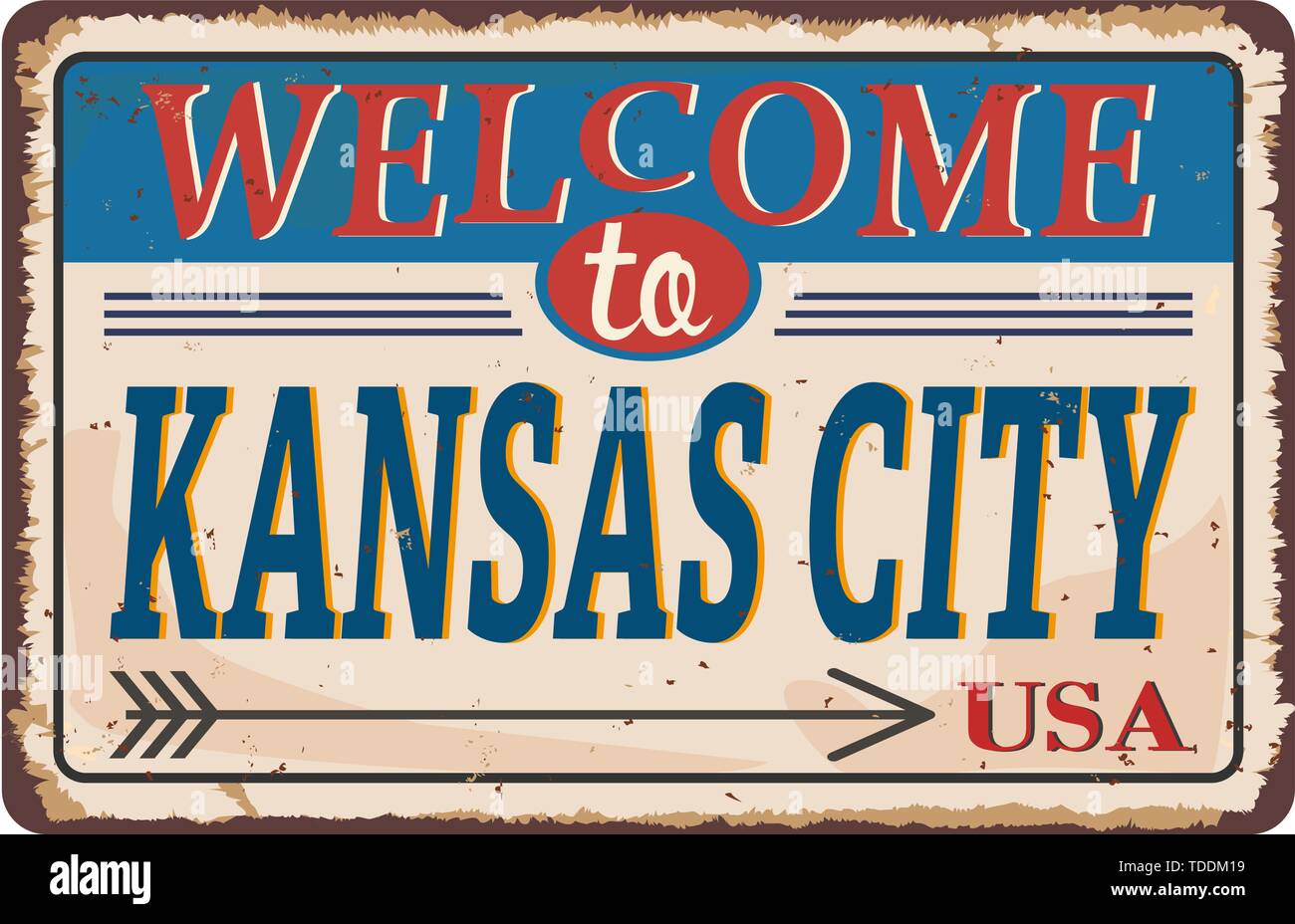 Welcome To Kansas City Vintage Rusty Metal Sign On A White Background Vector Illustration Stock 