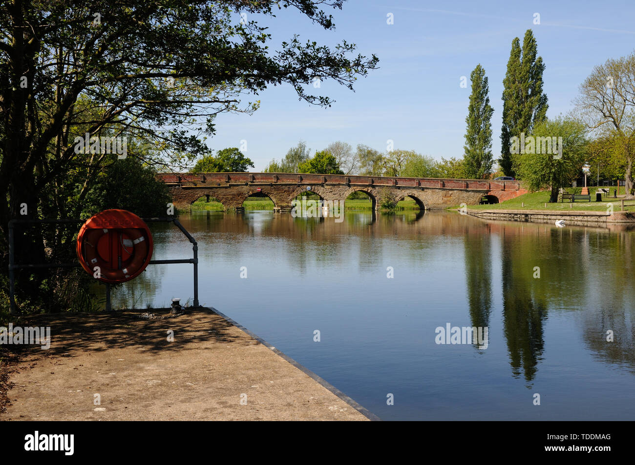 View of the River Ouse, at Great Barford, Bedfordshire Stock Photo