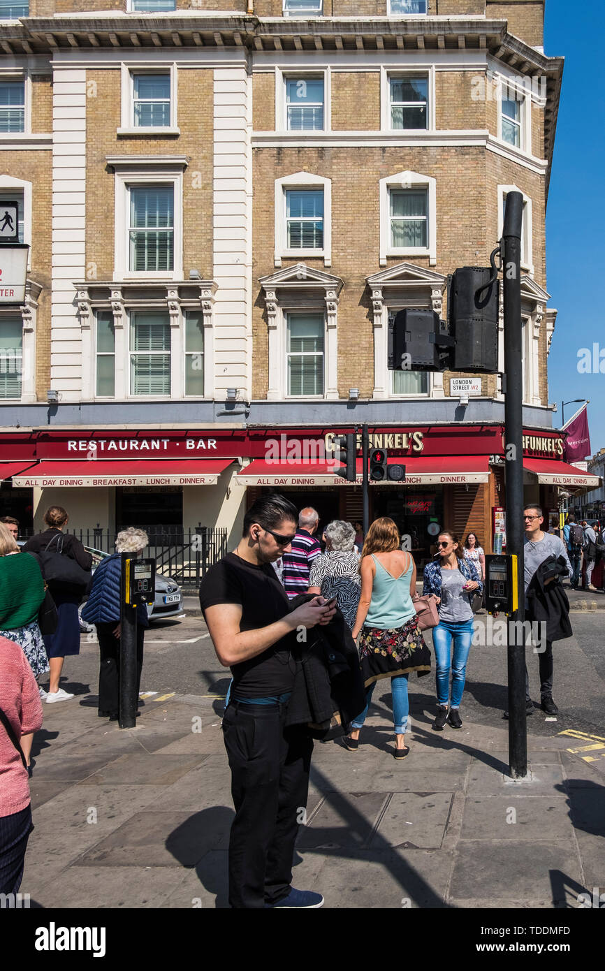 Praed Street & London Street scene outside of Paddington Station, London, England, U.K. Stock Photo
