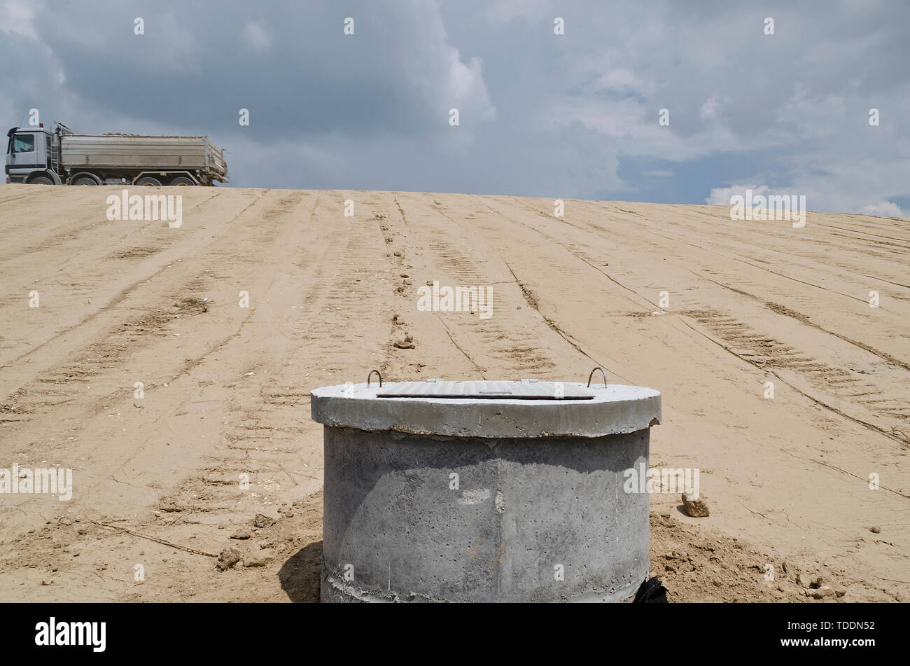 Pollution concept. Reclamation of trash dump or landfill Stock Photo