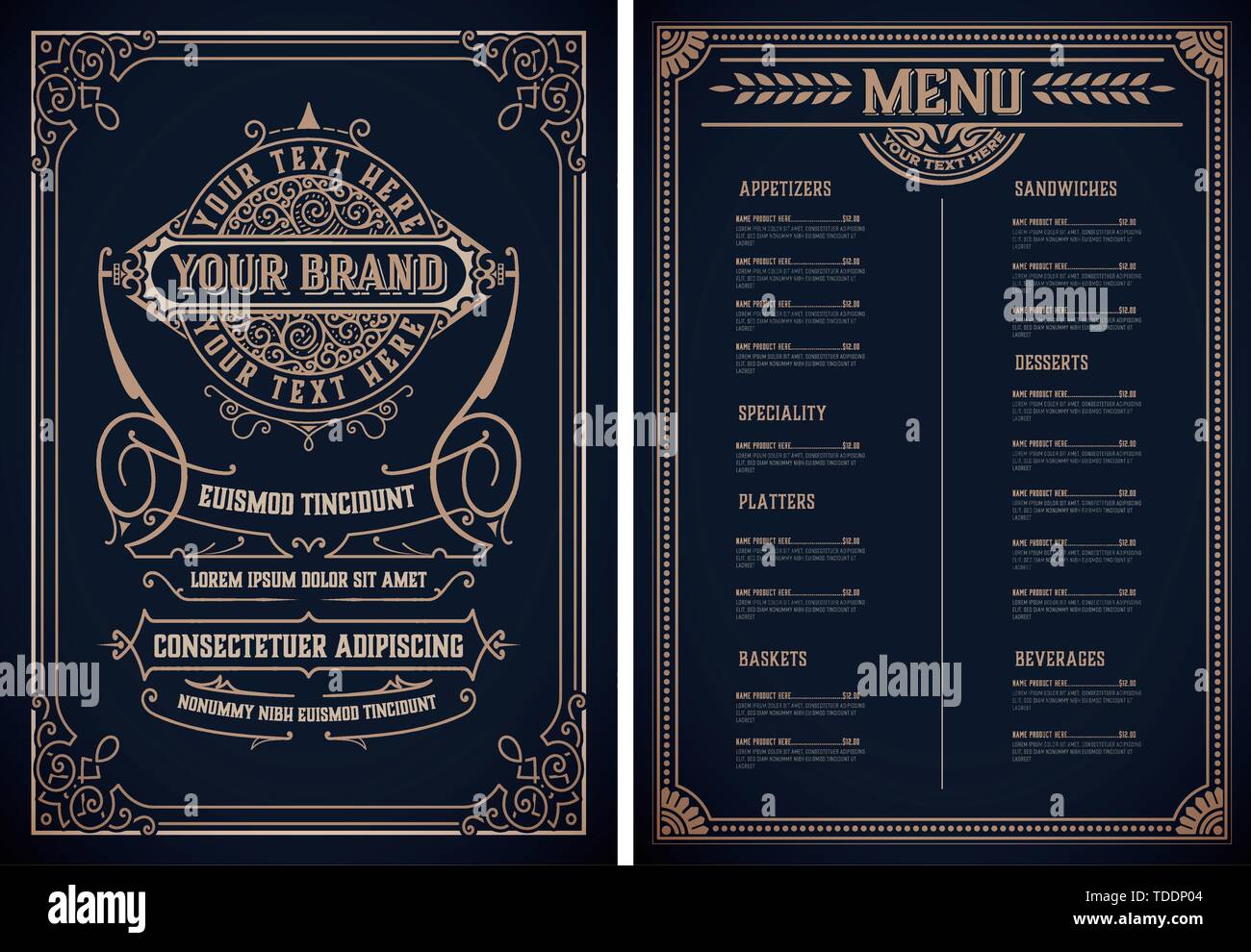 Vintage restaurant menu template. Vector layered Stock Vector
