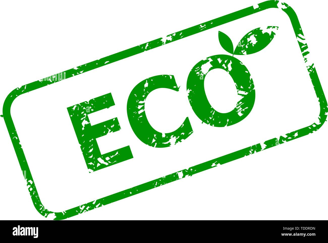 Eco green rubber stamp isolated on white. Eco stamp, green organic