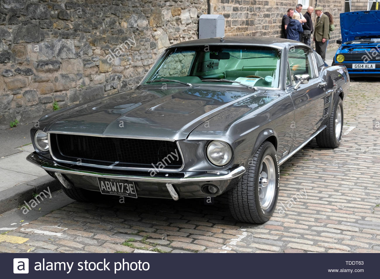 Classic Ford Mustang GT Fastback from 1968, made famous by Steve McQueen in the film Bullitt, classic car event in Edinburgh, Scotland Stock Photo