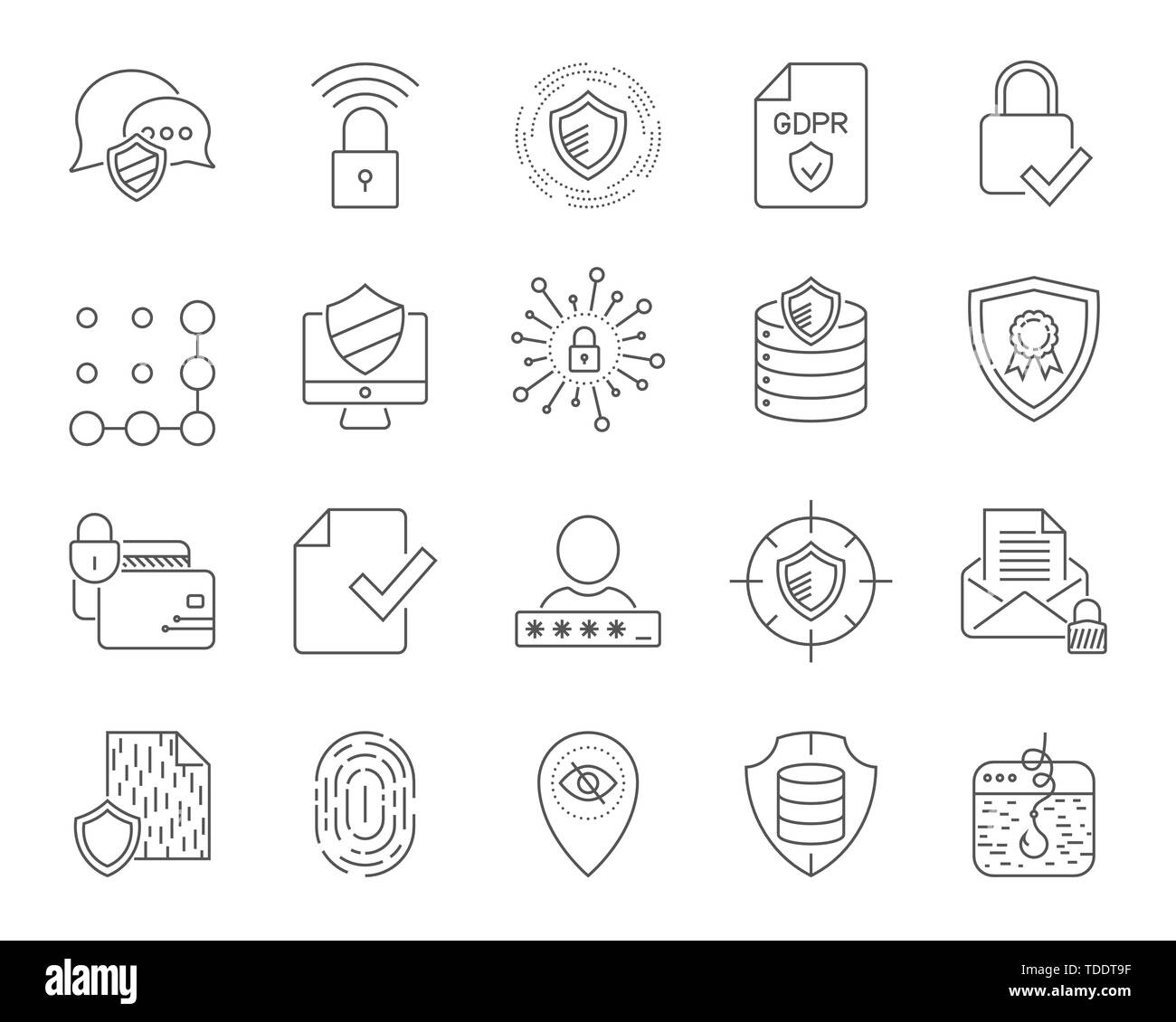 Simple internet technology icons set. Universal internet and SEO icons to use in web and mobile UI, set of basic UI internet elements. EPS 10 Stock Vector