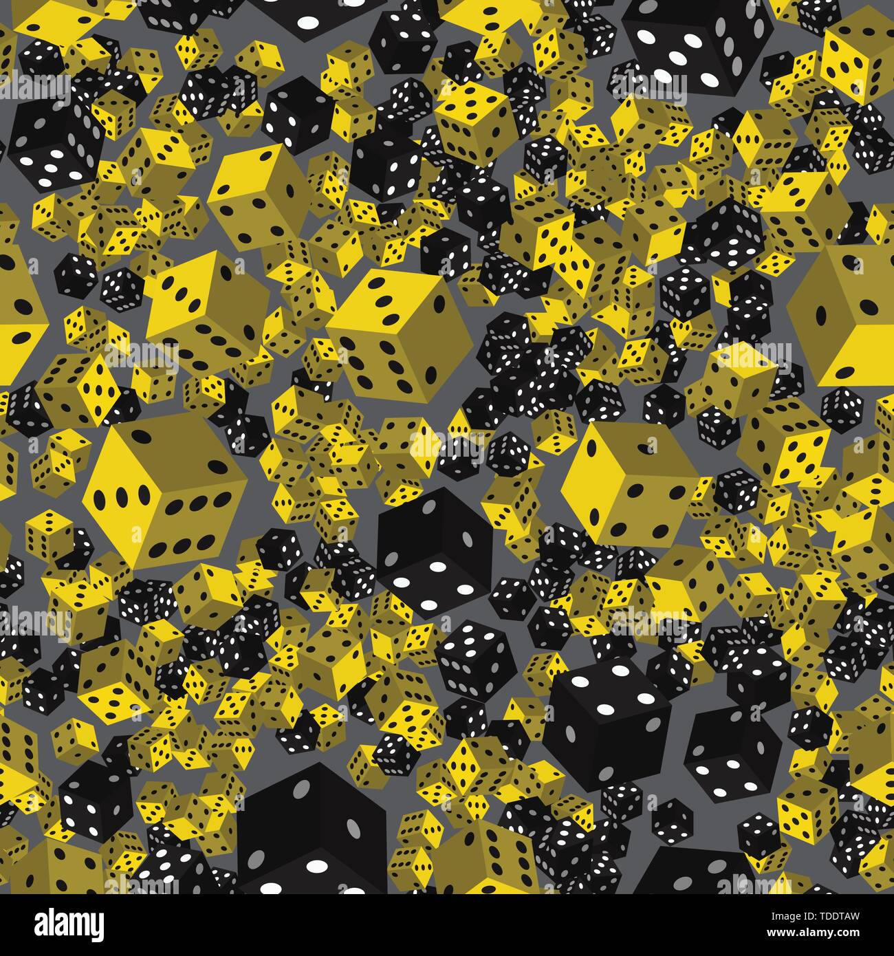 Yellow Black Dice Seamless Pattern, 3D illustration Stock Vector Image