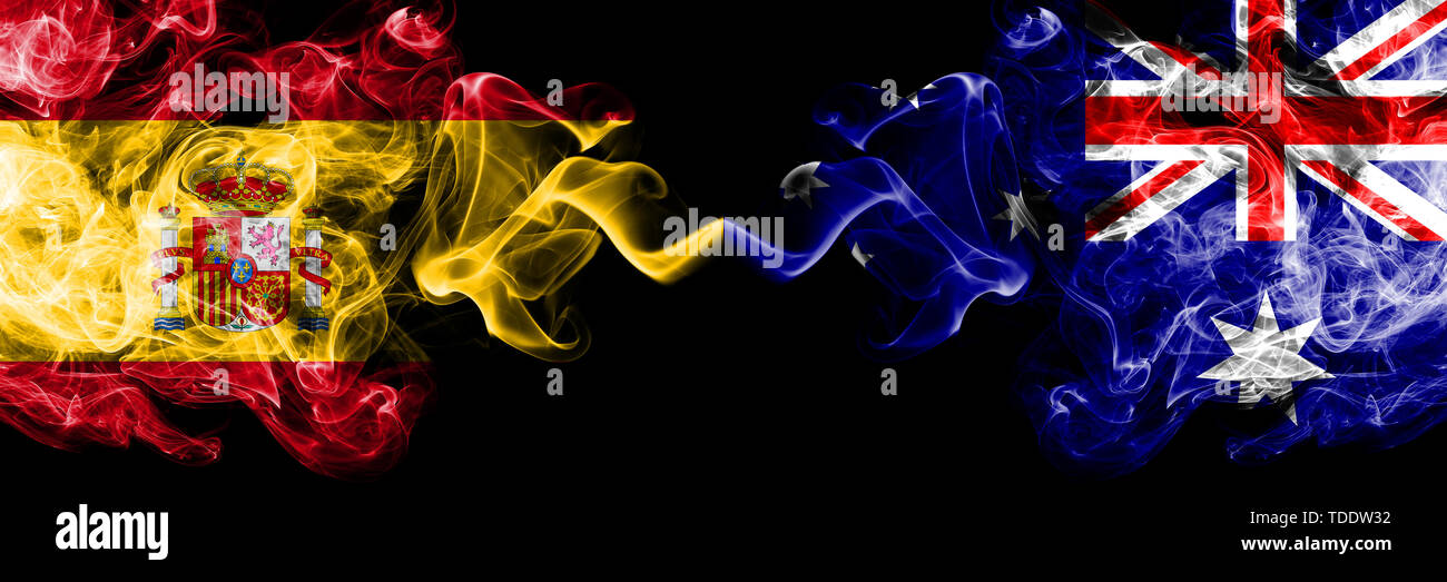 Spain vs Australia, Australian smoky mystic flags placed side by side