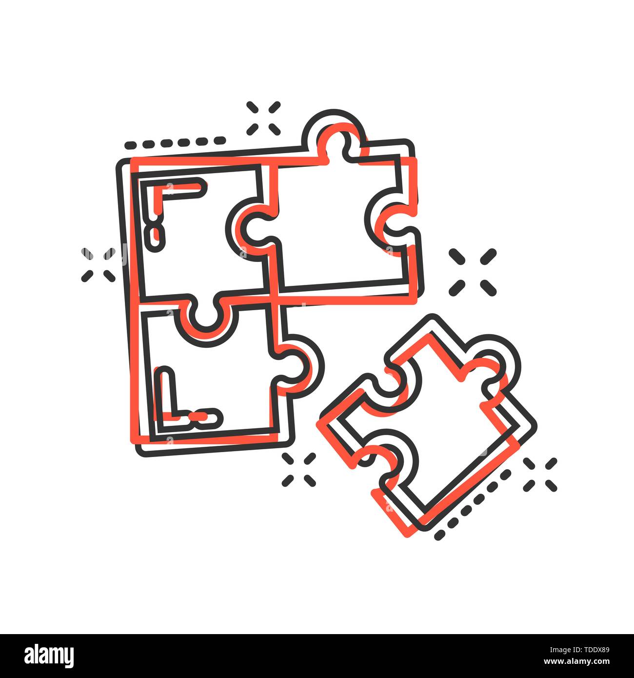 Puzzle compatible icon in comic style. Jigsaw agreement vector cartoon ...