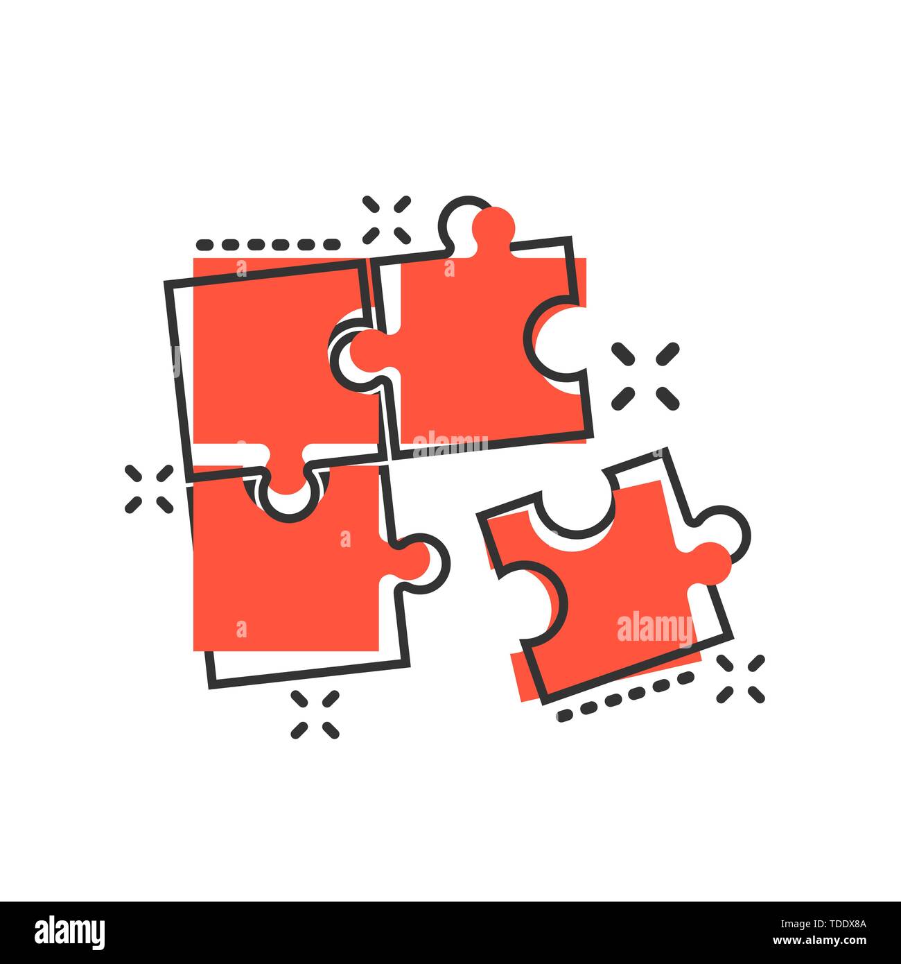 Puzzle compatible icon in comic style. Jigsaw agreement vector cartoon ...