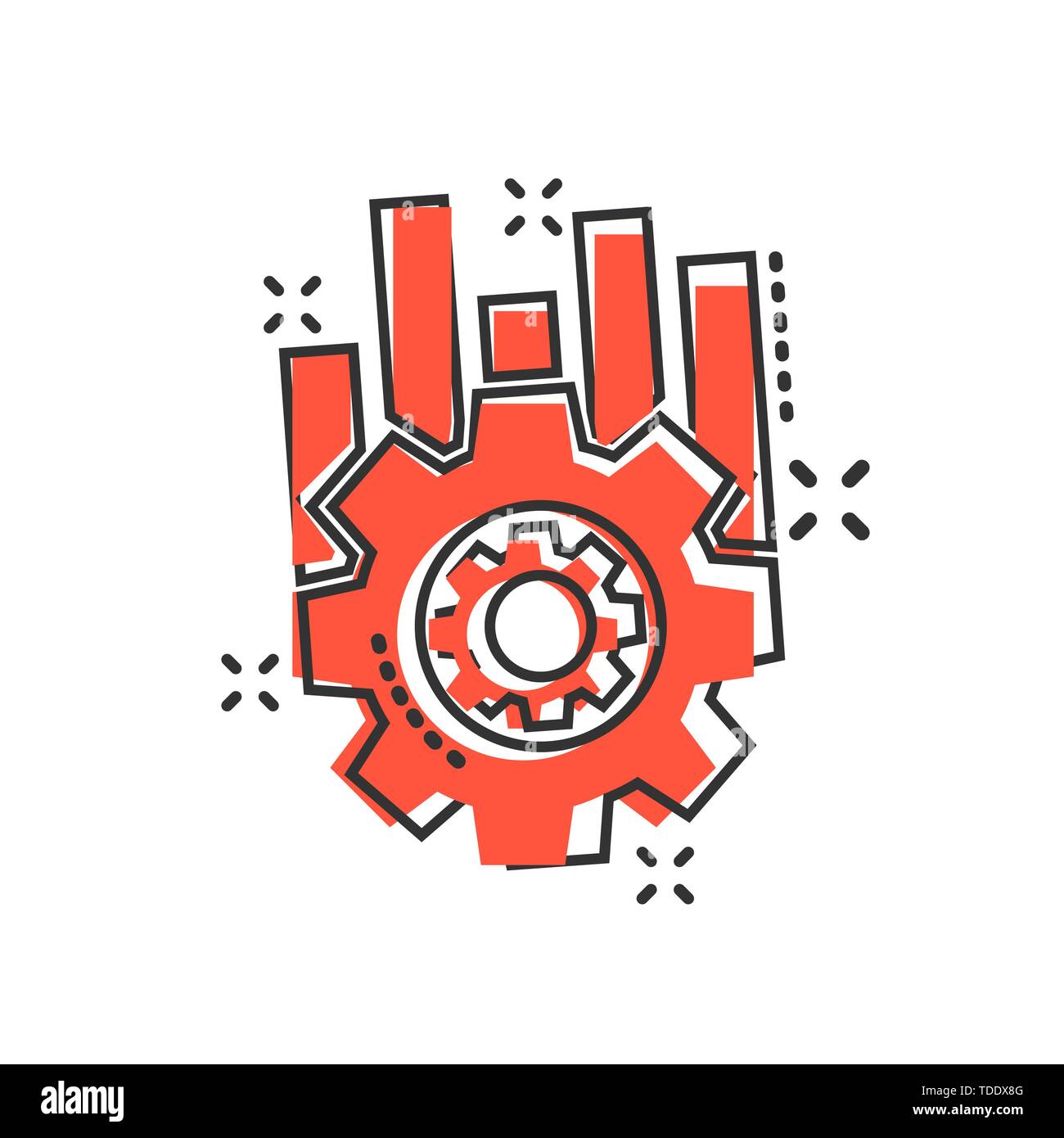 Operation project icon in comic style. Gear process vector cartoon ...