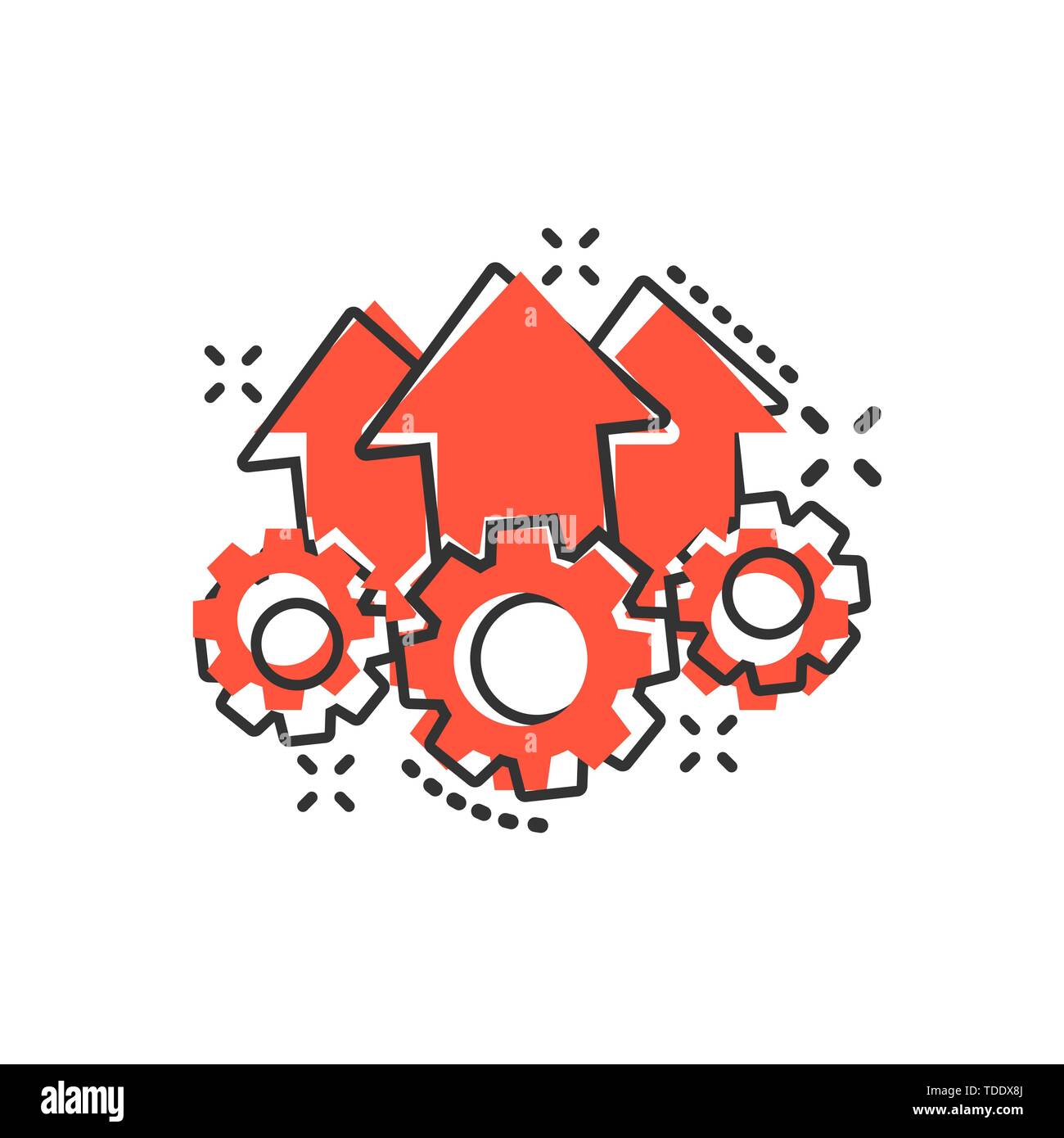 Operation project icon in comic style. Gear process vector cartoon ...