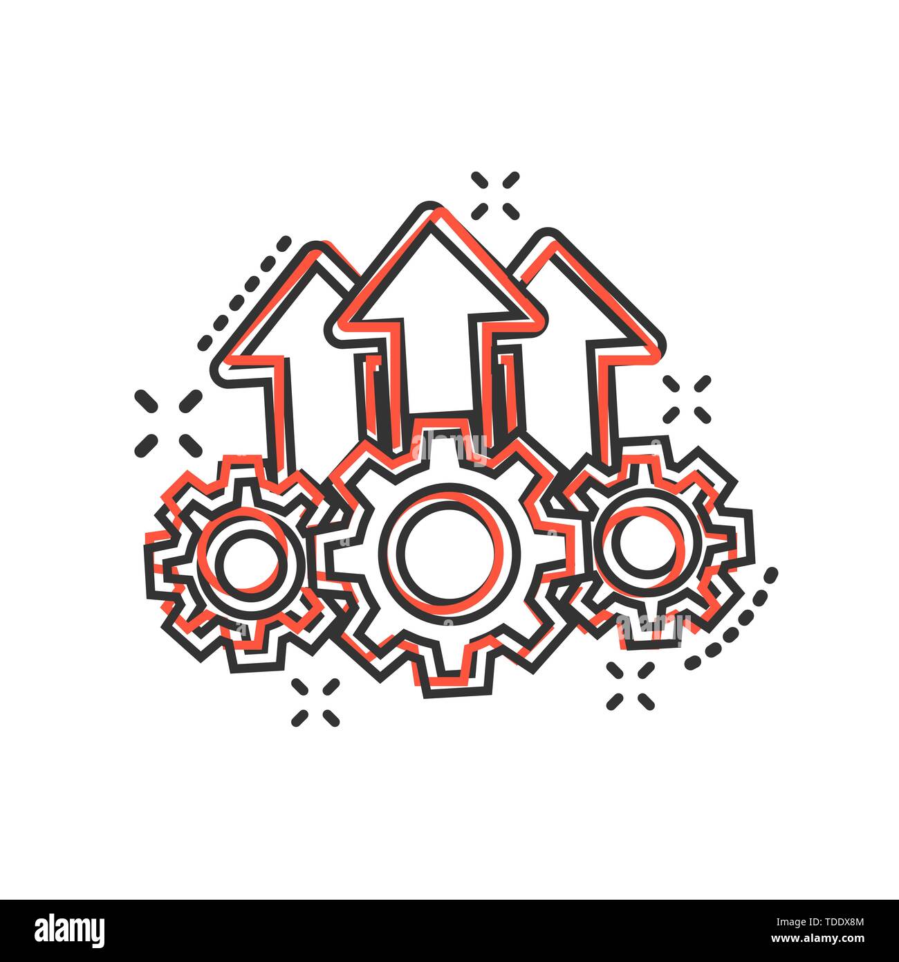 Operation project icon in comic style. Gear process vector cartoon ...