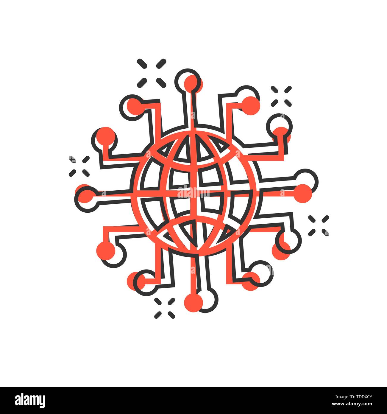 Global network icon in comic style. Cyber world vector cartoon ...