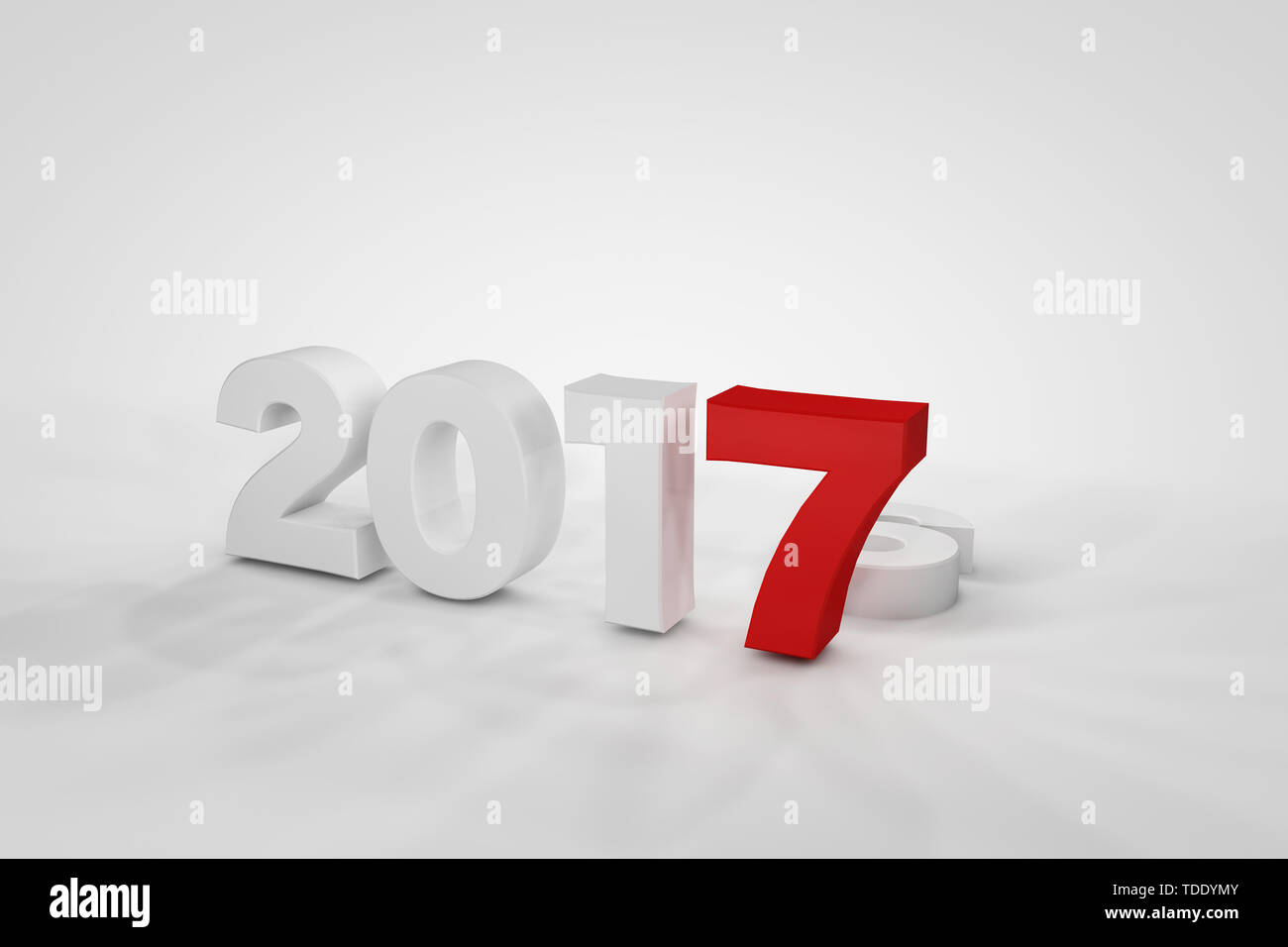 3d 2017 new year on white Stock Photo