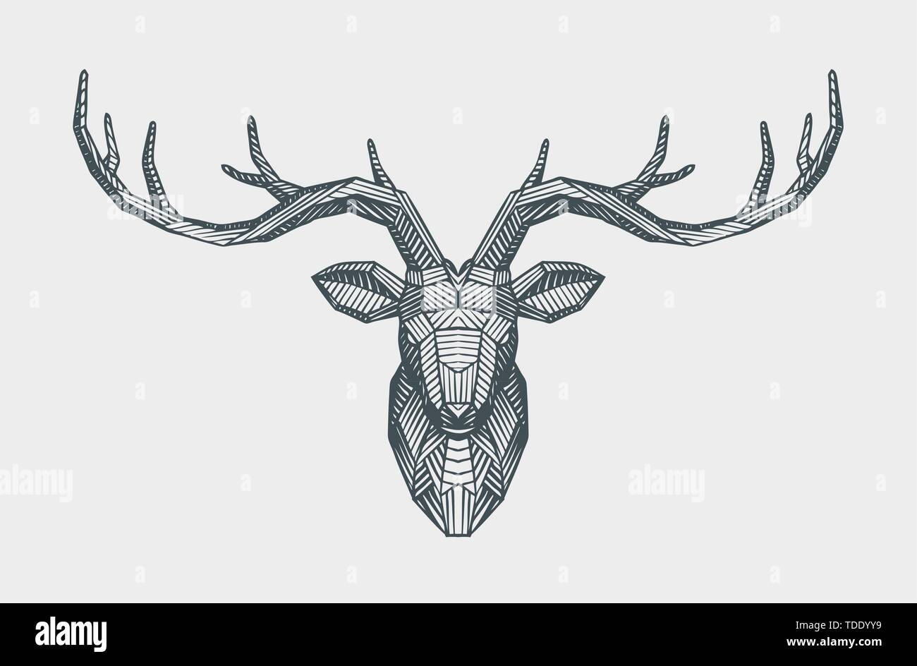 Abstract low poly triangle deer head. Decorative reindeer. Animal vector illustration Stock Vector