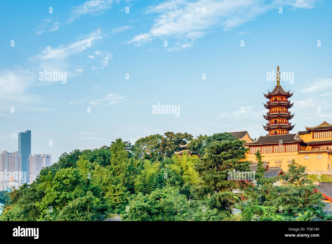 Early morning scenery of Jiming Temple, Nanjing City, Jiangsu Province, China Stock Photo