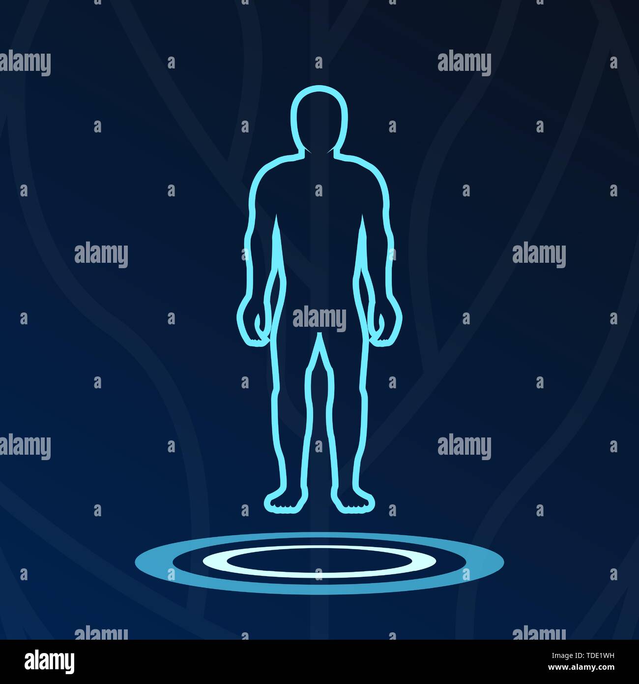 Medical hologram icons, human body digital symbol, science signs, dashboard ui. Stock Vector