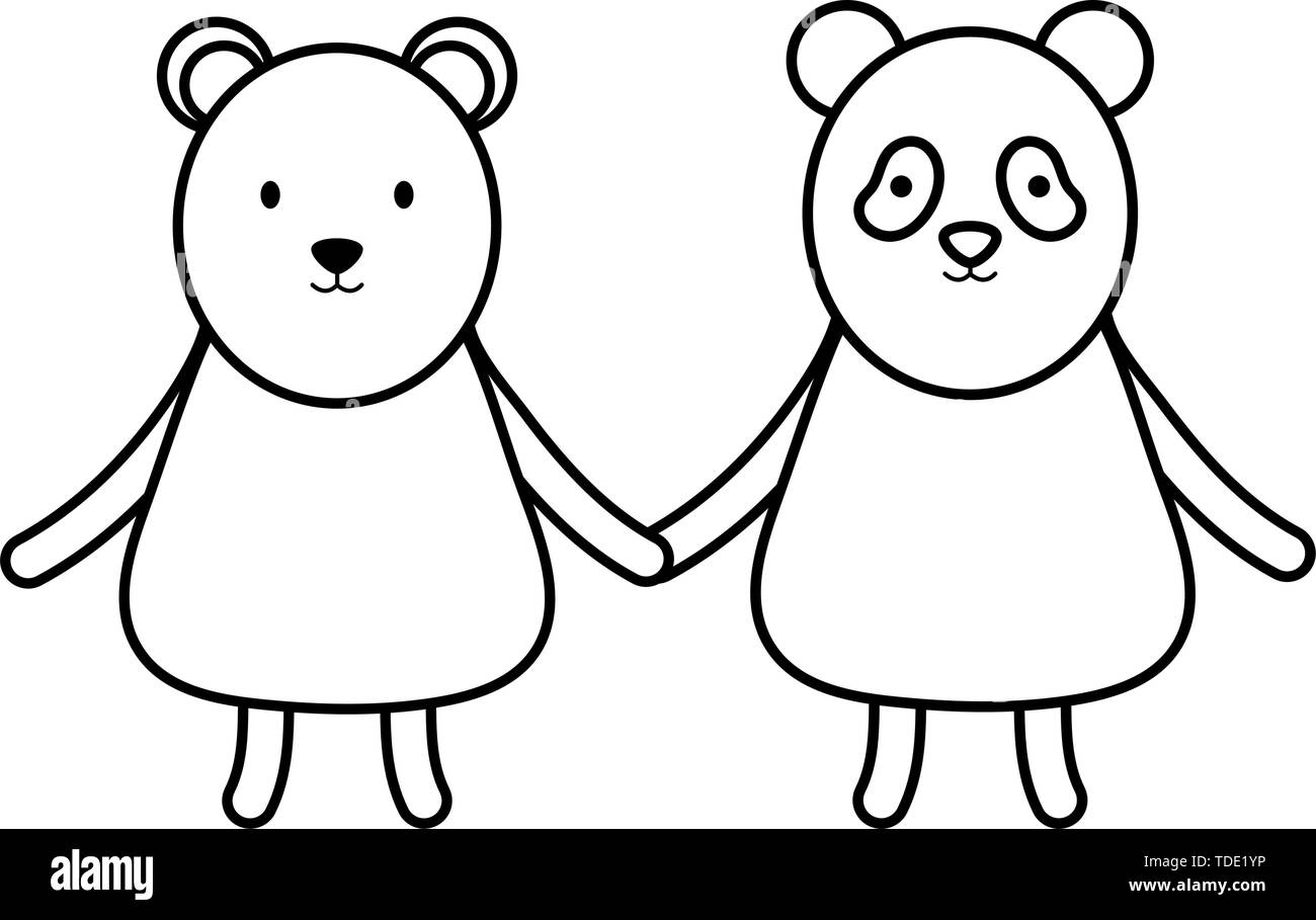 cute bears panda and polar vector illustration design Stock Vector