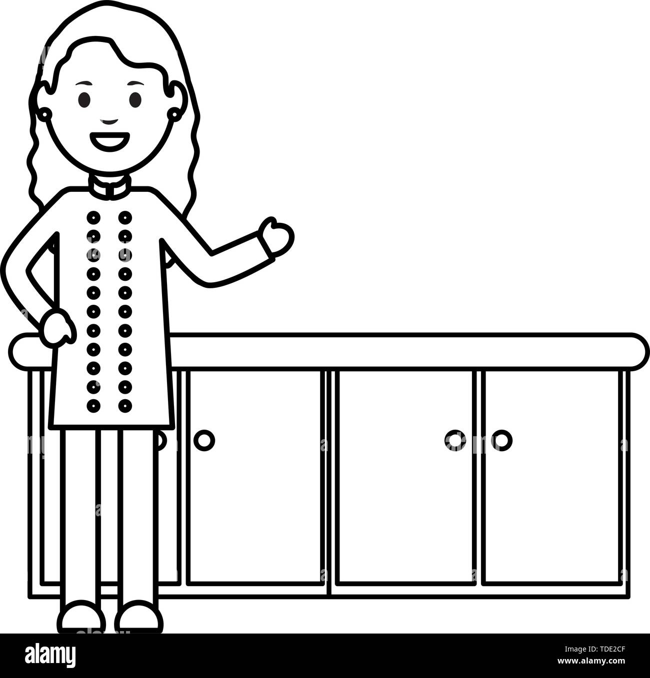 young female waiter avatar character vector illustration design Stock Vector