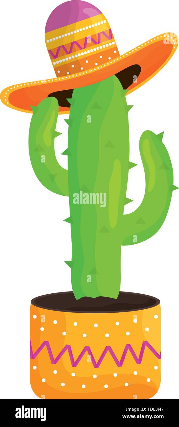 cactus plant with mexican hat vector illustration design Stock Vector ...