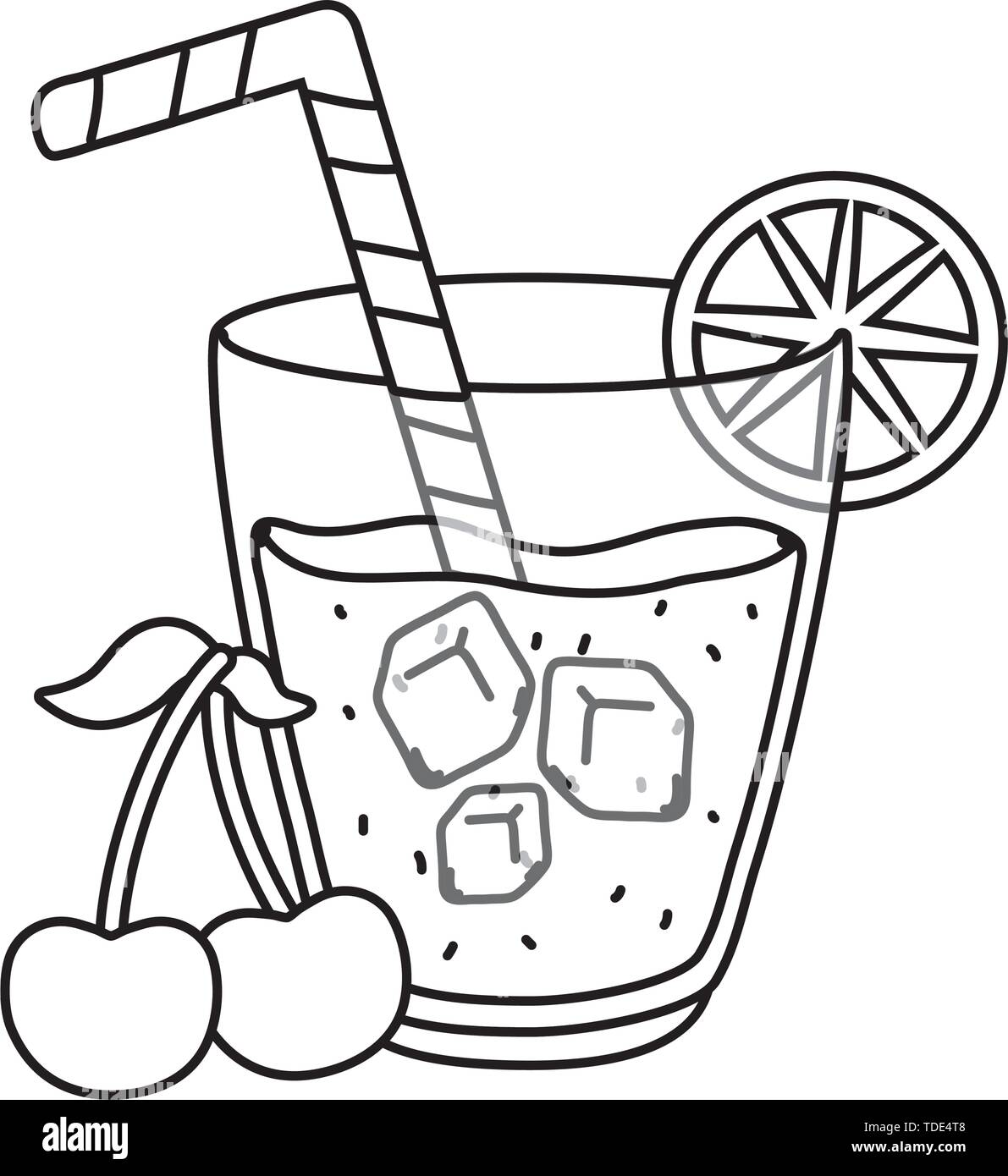 delicious tasty refresh red fruits juice glass cup cartoon vector