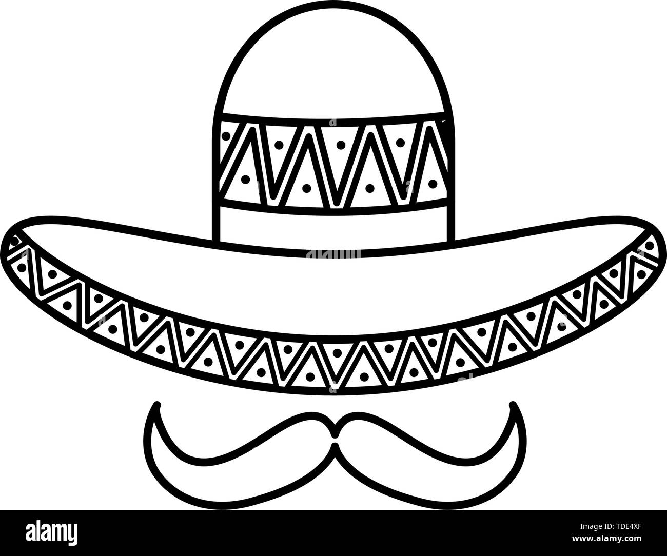 mexican hat with mustache traditional icon vector illustration design Stock  Vector Image & Art - Alamy