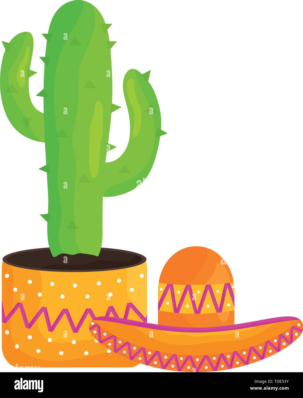 cactus plant with mexican hat vector illustration design Stock Vector ...
