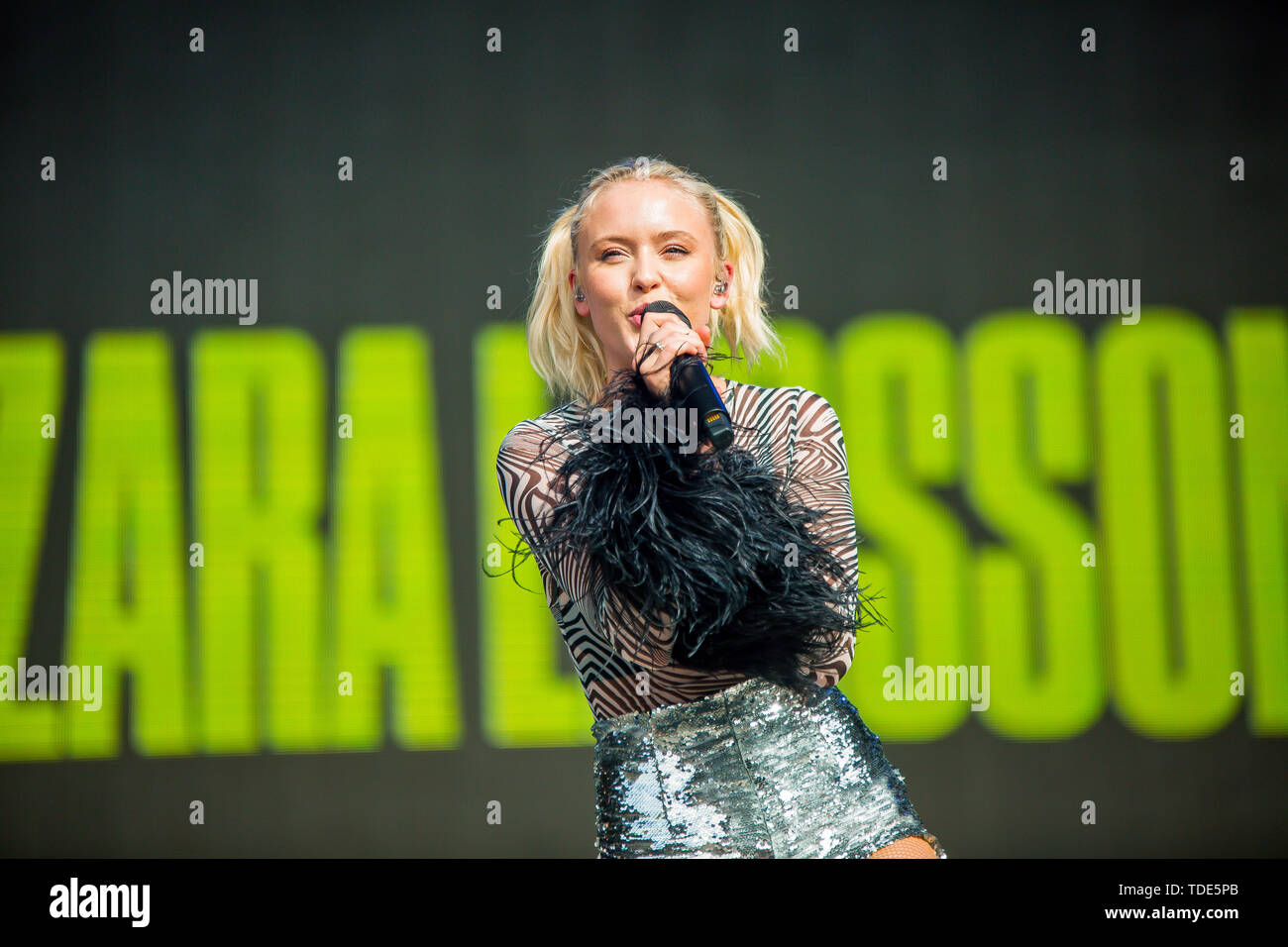 Florence, Italy. 14th June, 2019. Zara Maria Larsson (Solna, 16 December  1997) is a Swedish singer, composer and dancer. It is known worldwide  especially for its successful singles Lush Life, Uncover and