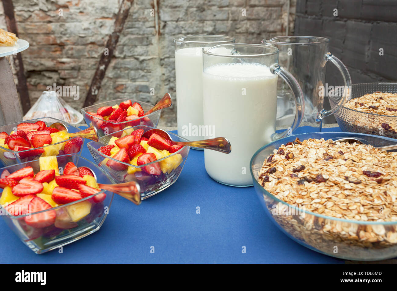 Strawberry and pineapple breakfast healthy tasty mix fruit salad