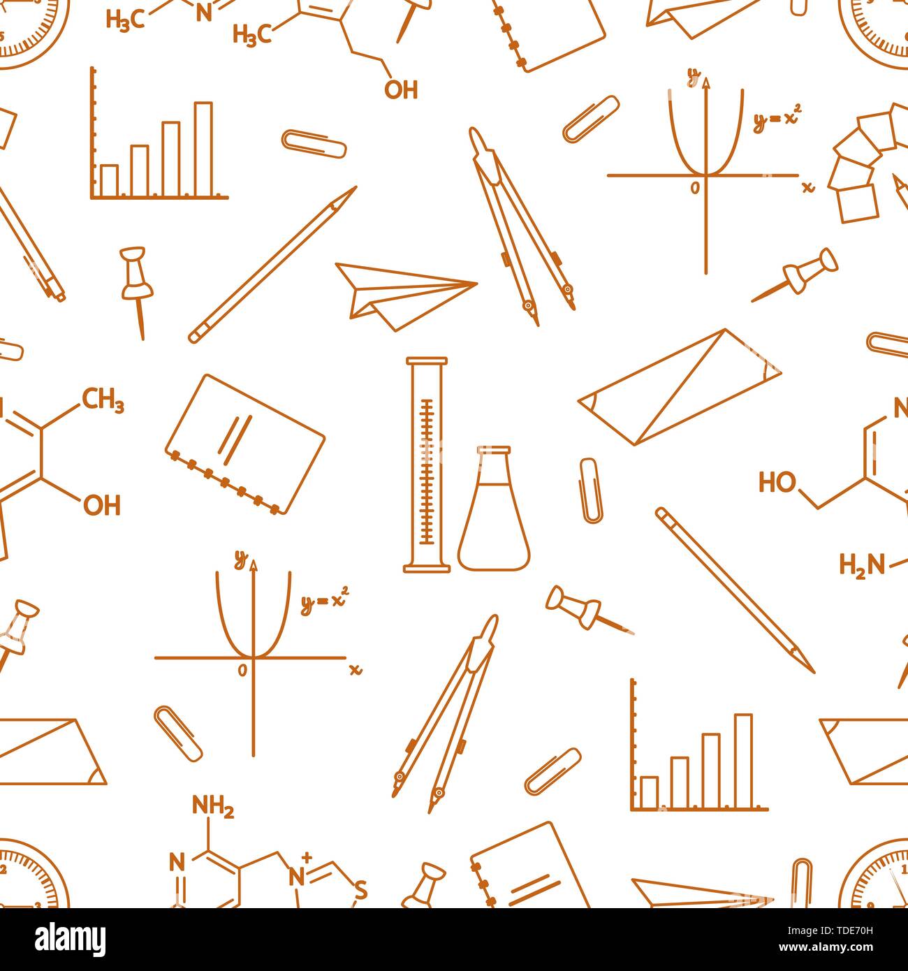 Vector seamless pattern with scientific, education elements: flasks ...
