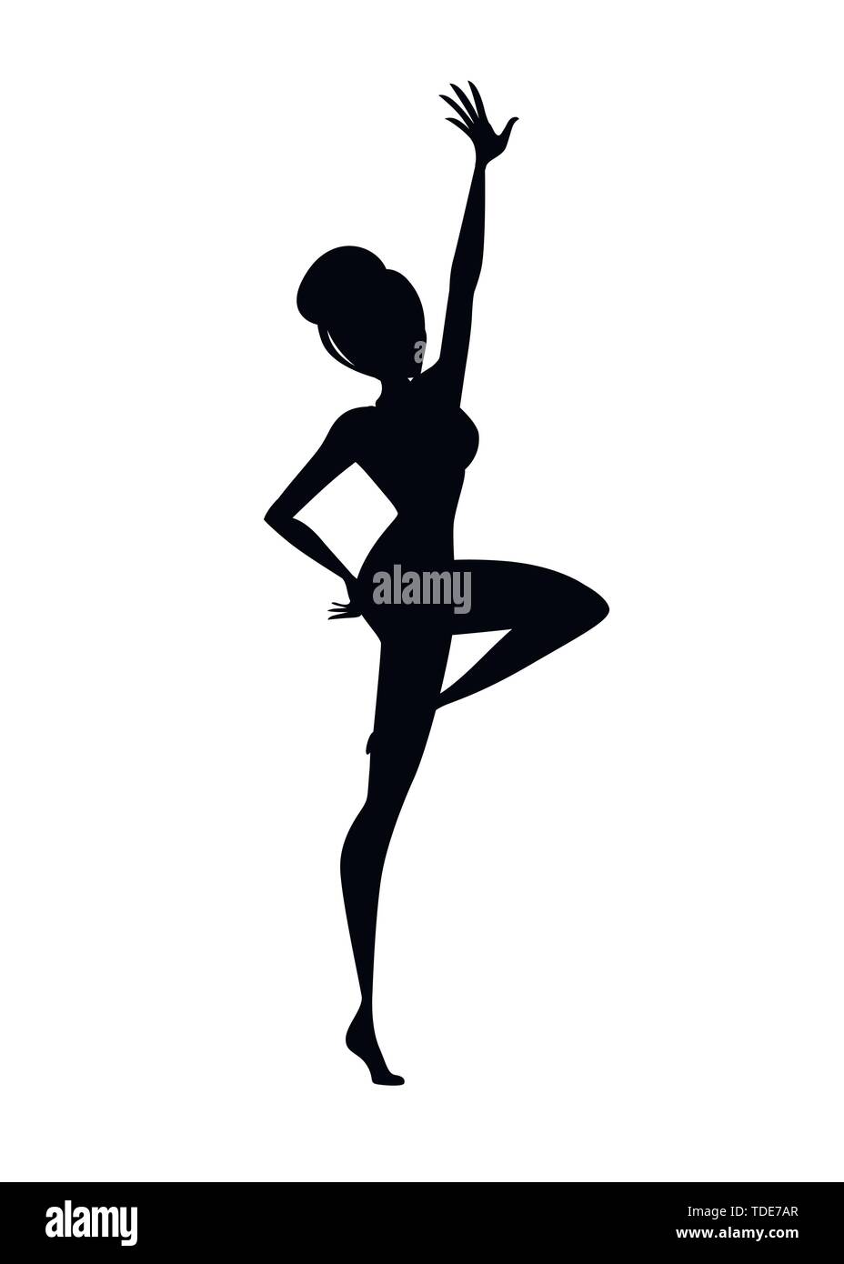 Beautiful women in red swimsuit doing exercise cartoon character design