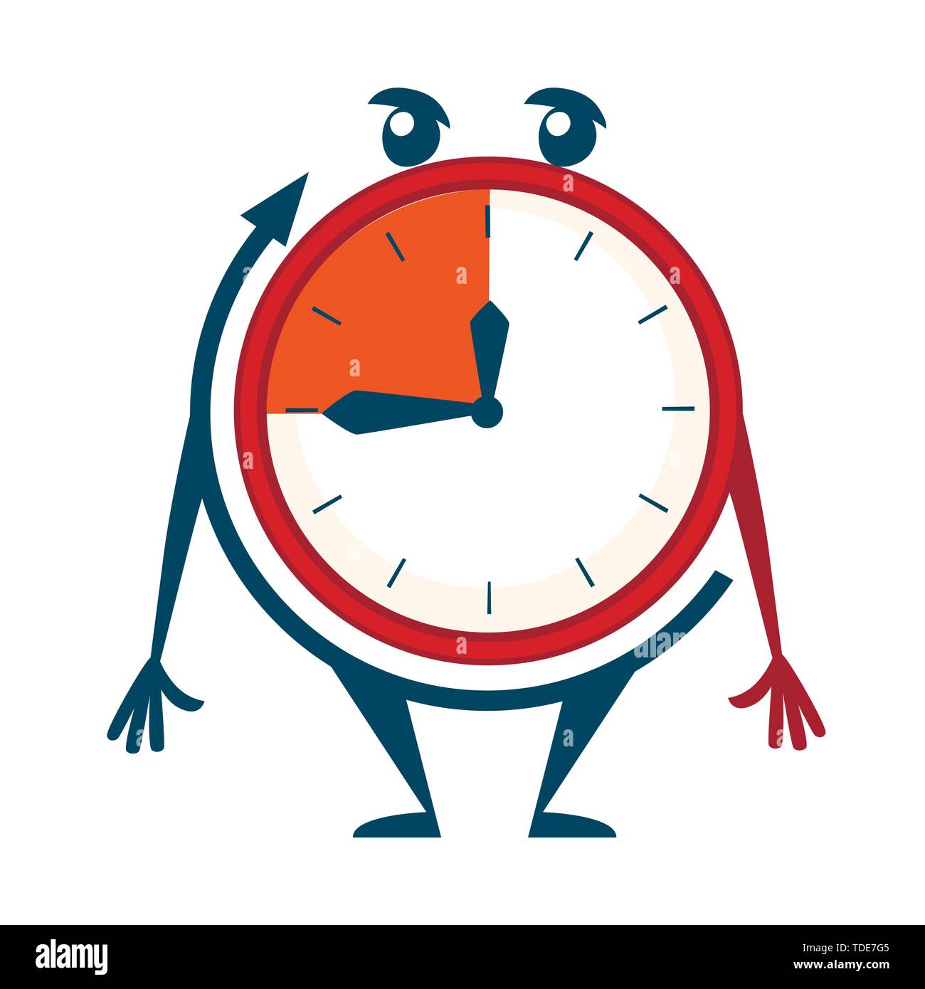 Clock face with deadline time. Red clock face ,3 minutes. Flat vector illustration on white background. Stock Vector
