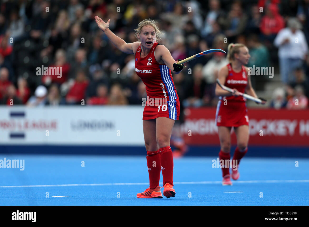 Great Britain's Sarah Robertson reacts during the FIH Pro League match ...