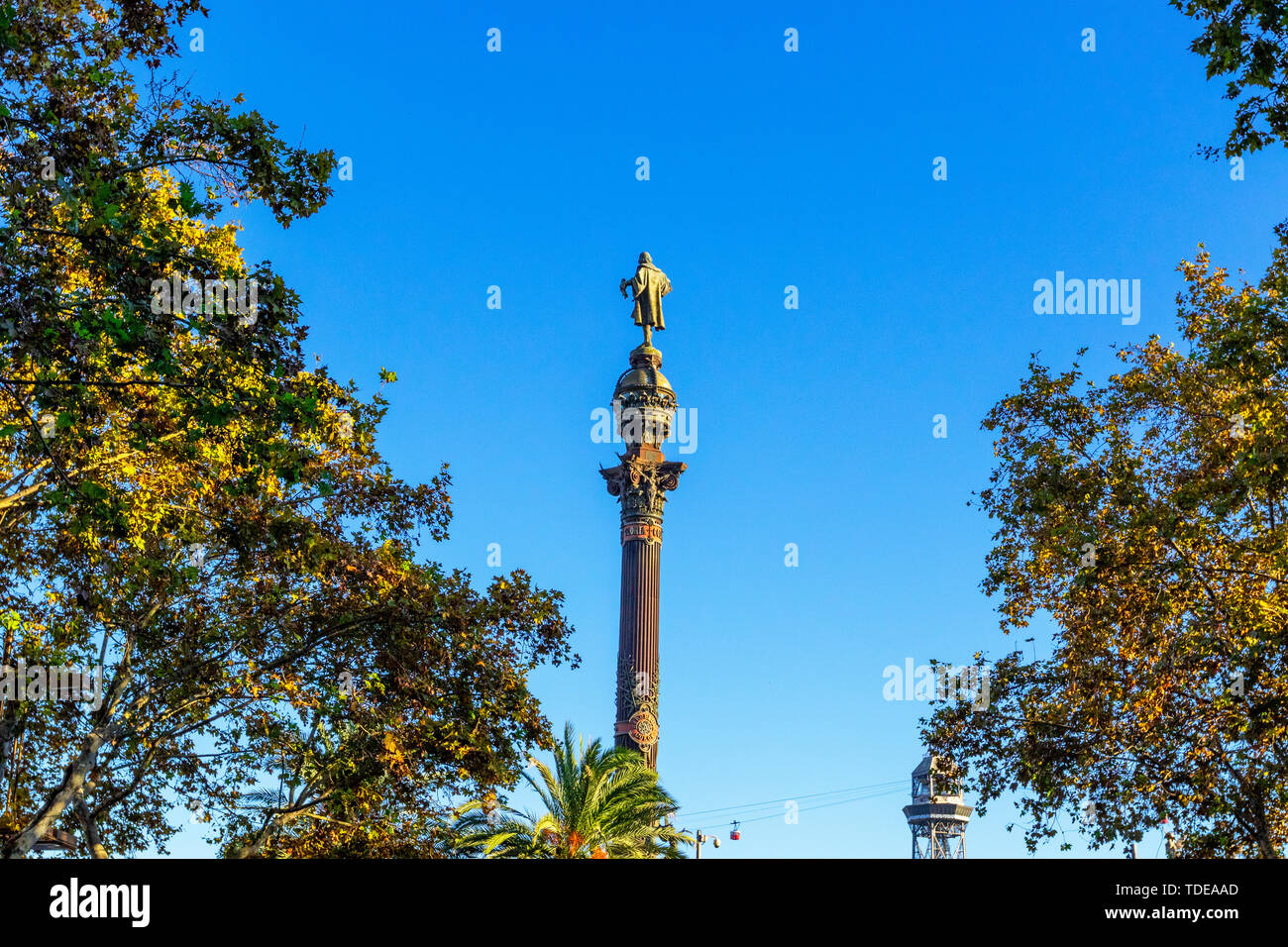 Christopher Columbus monument on the central promenade of Barcelona,  Catalonia, Spain Stock Photo - Alamy
