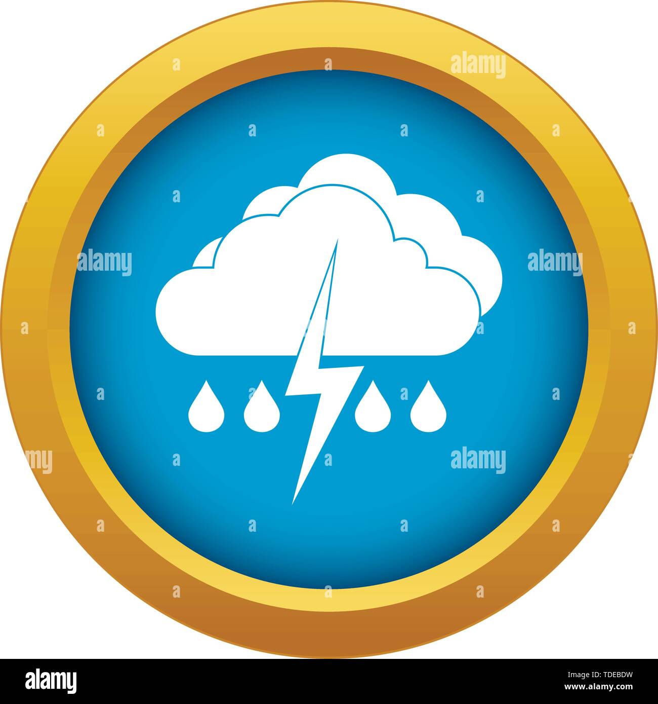 Cloud with lightning and rain icon blue vector isolated Stock Vector ...