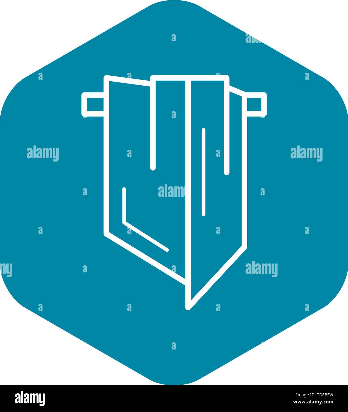Hand bath towel icon, outline style Stock Vector