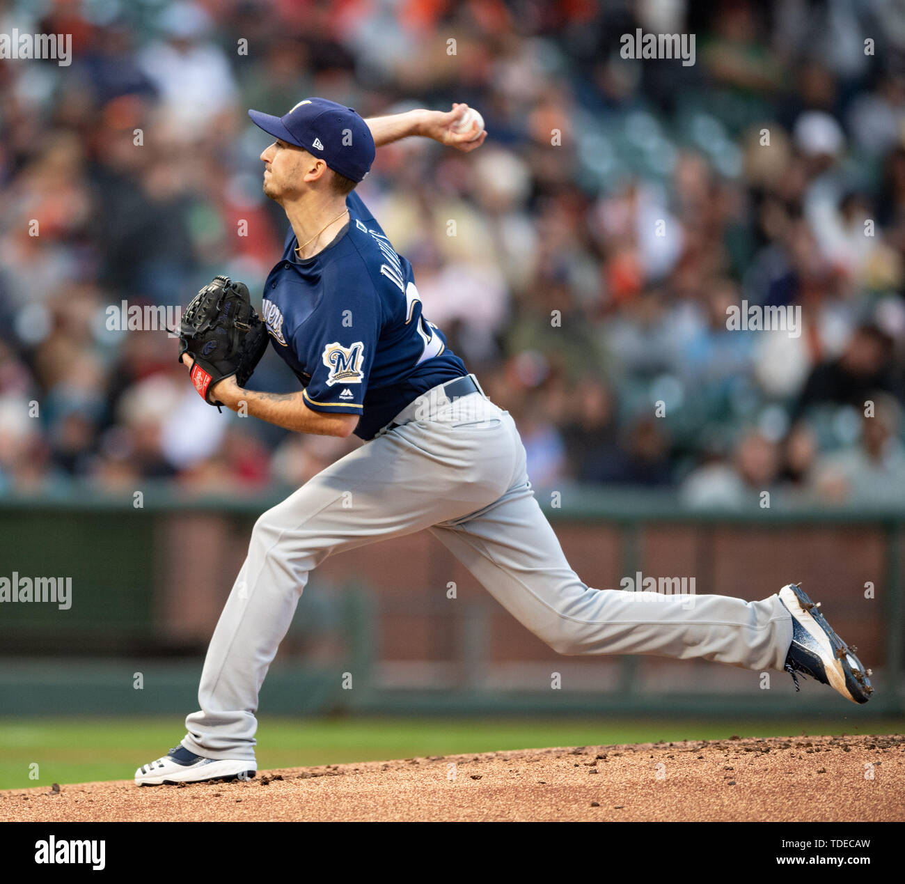 San Francisco, California, USA. 14th Sep, 2021. San Diego Padres starting  pitcher Jake Arrieta (49) waits for a signal from the catcher in the second  inning, during a MLB game between the