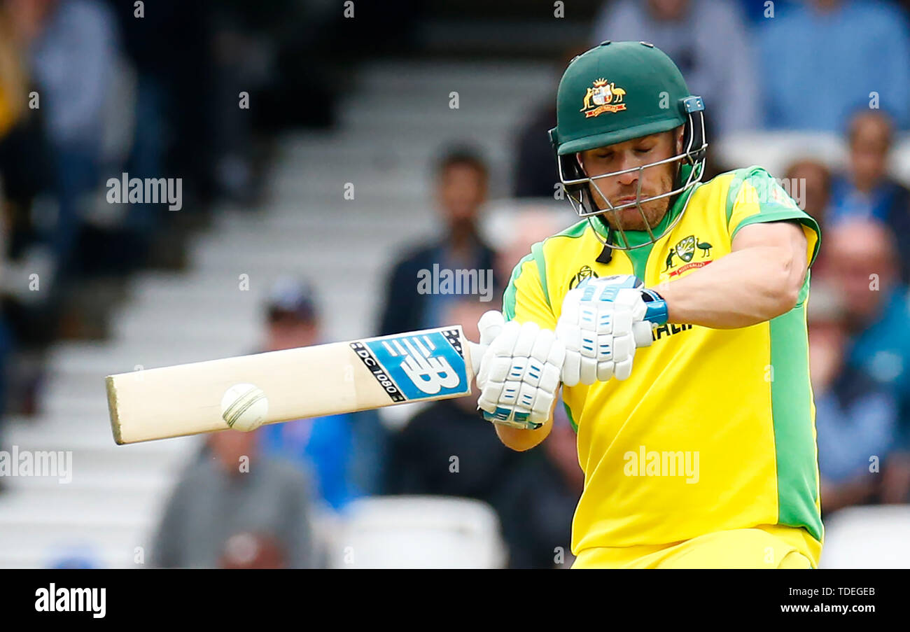 London, UK. 15th June, 2019. LONDON, England. June 15: Aaron Finch of Australia during ICC Cricket World Cup between Sri Lanka and Australia at the Oval Stadium on 15 June 2019 in London, England. Credit: Action Foto Sport/Alamy Live News Stock Photo