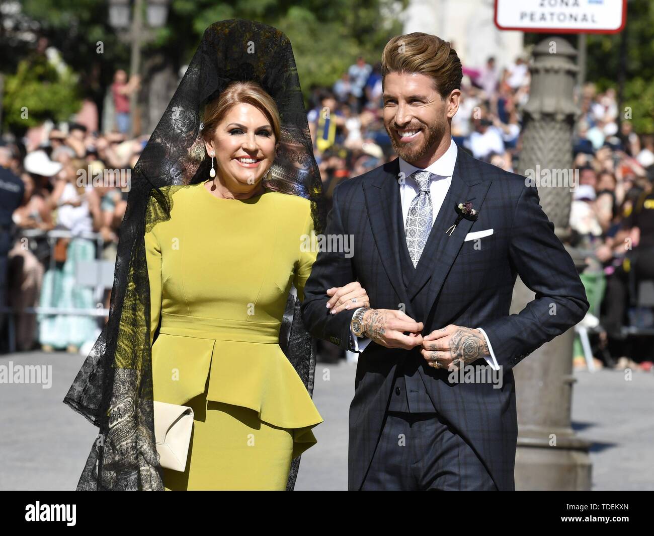 Seville, Spain. 15th June, 2019. Soccerplayer Sergio Ramos and mother Paqui Garcia during his wedding with Pilar Rubio in Seville on Saturday, 15 June 2019.   Cordon Press Credit: CORDON PRESS/Alamy Live News Stock Photo