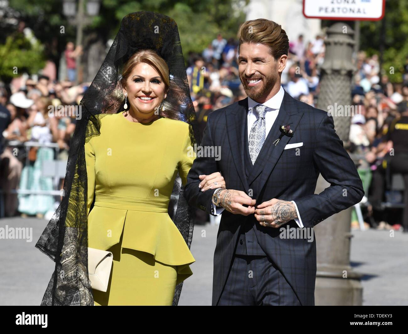 Seville, Spain. 15th June, 2019. Soccerplayer Sergio Ramos and mother Paqui Garcia during his wedding with Pilar Rubio in Seville on Saturday, 15 June 2019.   Cordon Press Credit: CORDON PRESS/Alamy Live News Stock Photo