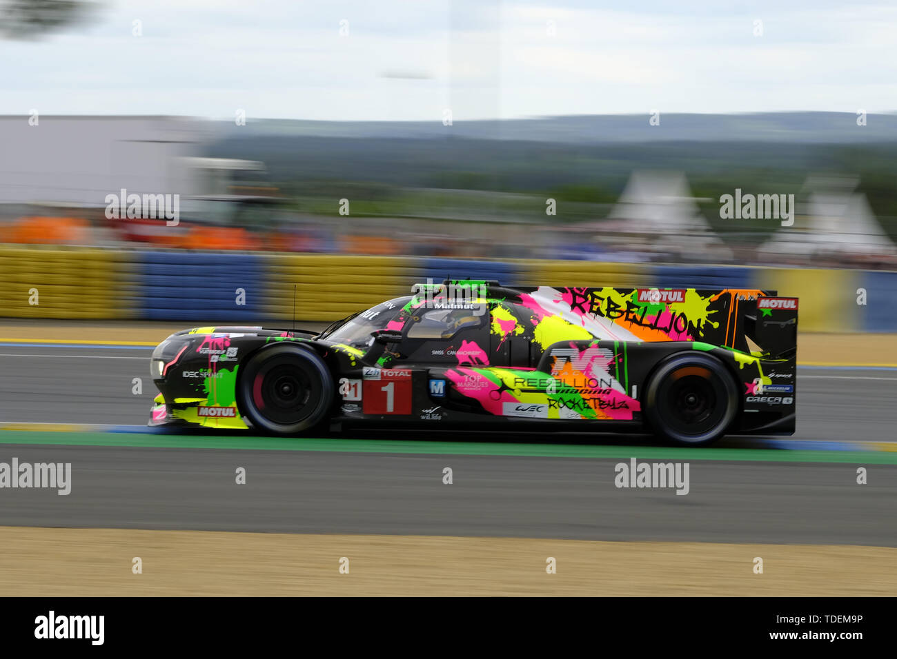 Le Mans, Sarthe, France. 15th June, 2019. Rebellion Racing Rebellion R13 Gibson rider BRUNO SENNA (BRA) in action during the 87th edition of the 24 hours of Le Mans the last round of the FIA World Endurance Championship at the Sarthe circuit at Le Mans - France Credit: Pierre Stevenin/ZUMA Wire/Alamy Live News Stock Photo
