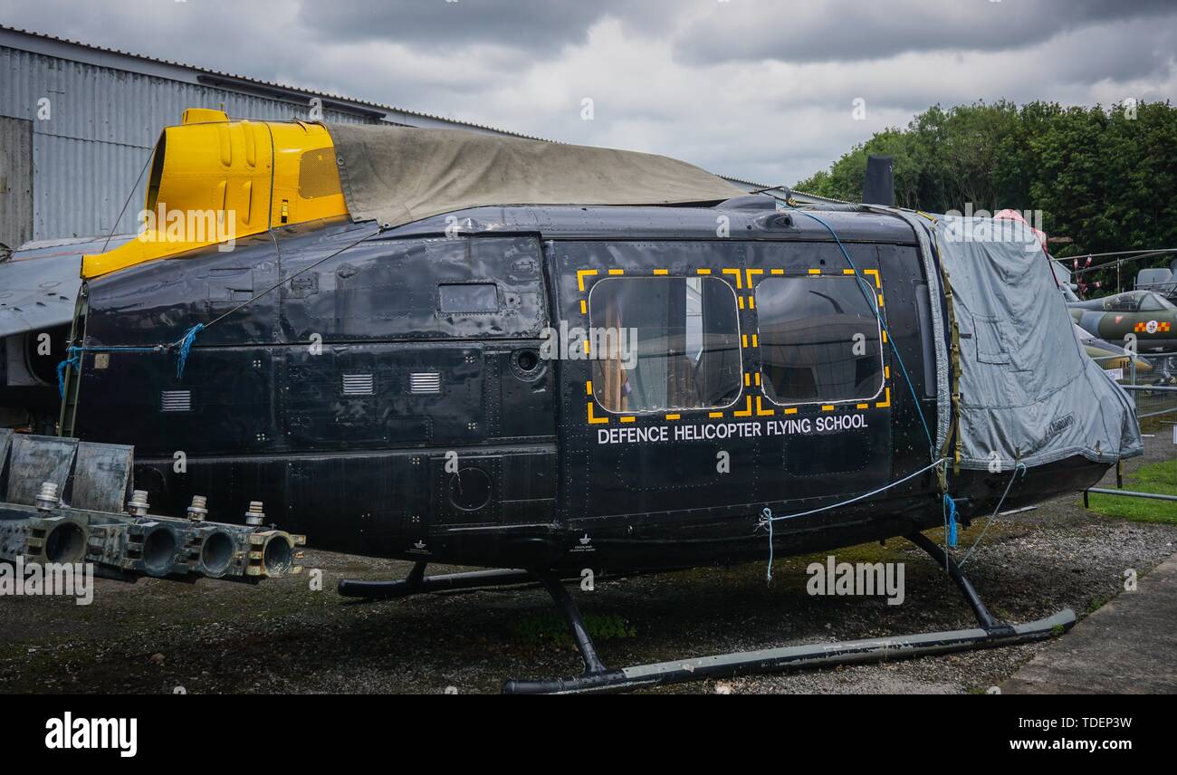 Doncaster, UK. 15th June, 2019. A defense helicopter flying school seen during the commemoration.Visitors attend the 70th anniversary of the English Electric Canberra at the South Yorkshire museum with the ex-air and ground crew that flew and maintained this iconic aircraft. Credit: Yiannis Alexopoulos/SOPA Images/ZUMA Wire/Alamy Live News Stock Photo