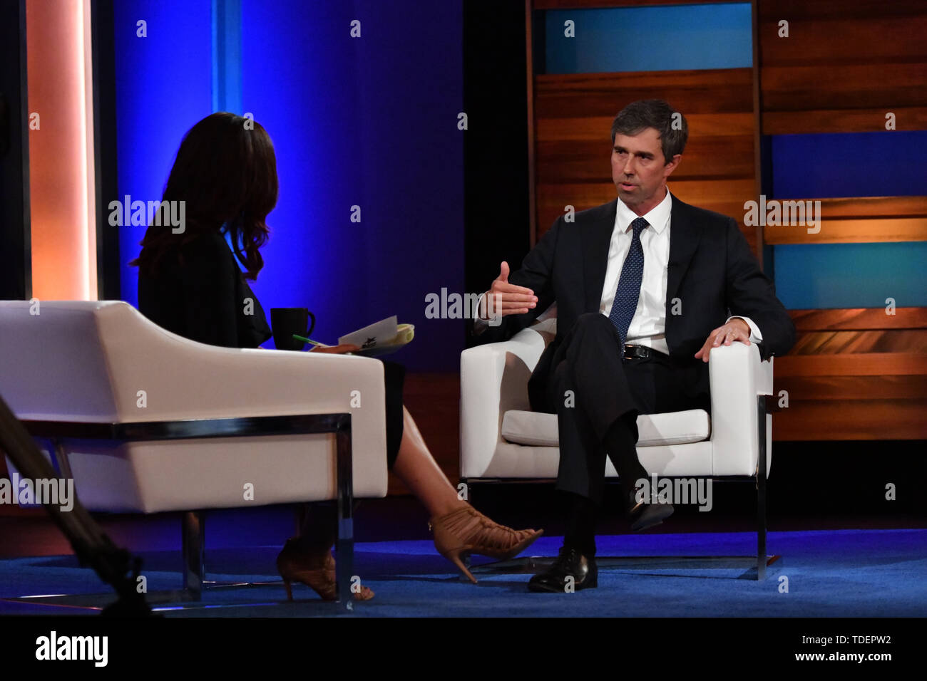 Charleston, USA. 15th June, 2019. Democratic presidential hopeful Beto O’Rourke is interviewed by moderator Soledad O'Brien during the Black Economic Alliance Presidential Forum June 15, 2019 in Charleston, South Carolina. Credit: Planetpix/Alamy Live News Stock Photo