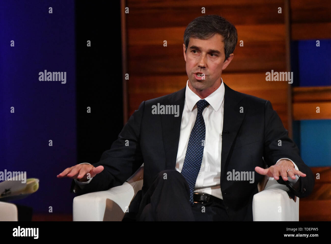 Charleston, USA. 15th June, 2019. Democratic presidential hopeful Beto O’Rourke is interviewed by moderator Soledad O'Brien during the Black Economic Alliance Presidential Forum June 15, 2019 in Charleston, South Carolina. Credit: Planetpix/Alamy Live News Stock Photo