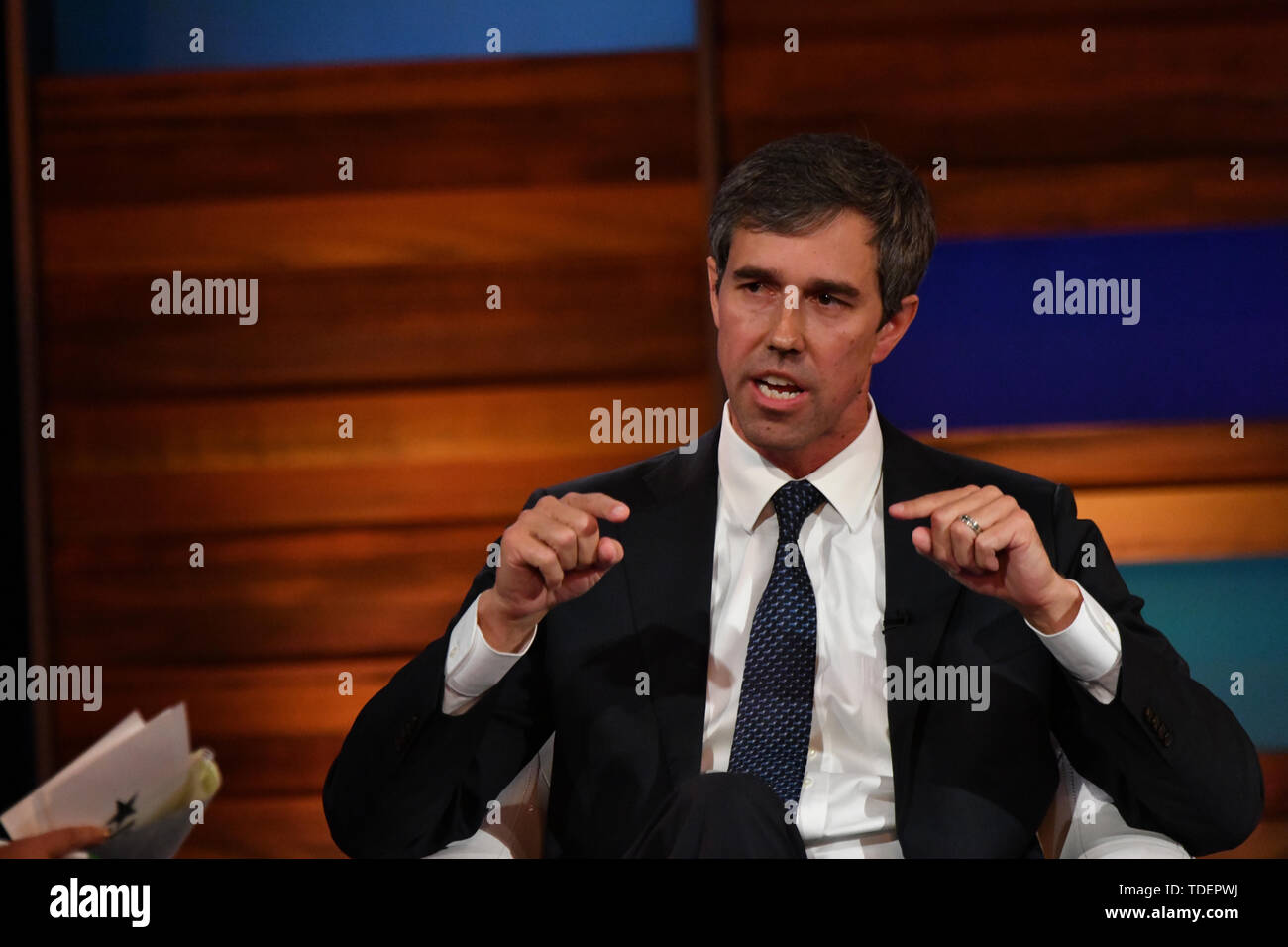 Charleston, USA. 15th June, 2019. Democratic presidential hopeful Beto O’Rourke is interviewed by moderator Soledad O'Brien during the Black Economic Alliance Presidential Forum June 15, 2019 in Charleston, South Carolina. Credit: Planetpix/Alamy Live News Stock Photo