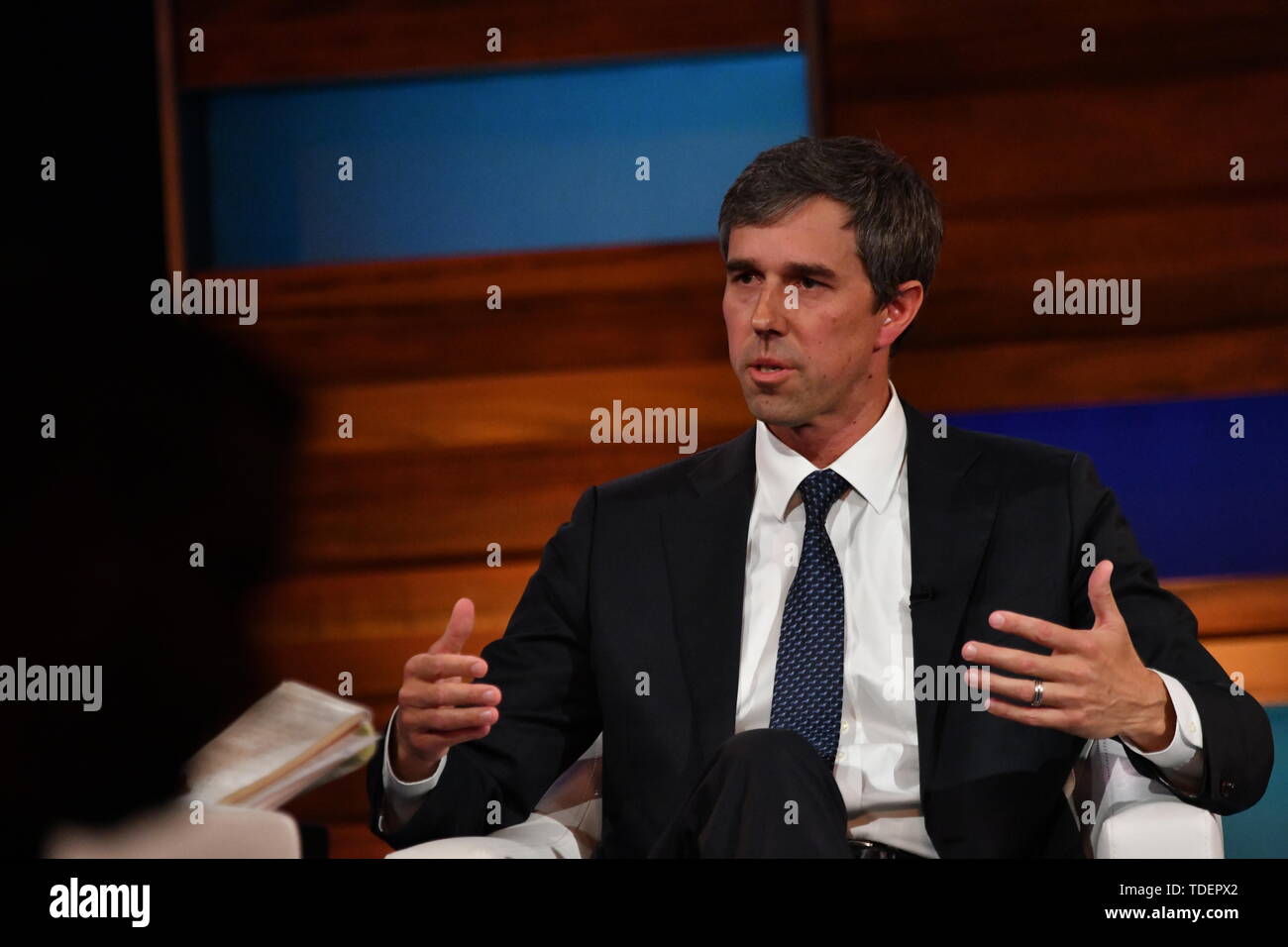 Charleston, USA. 15th June, 2019. Democratic presidential hopeful Beto O’Rourke is interviewed by moderator Soledad O'Brien during the Black Economic Alliance Presidential Forum June 15, 2019 in Charleston, South Carolina. Credit: Planetpix/Alamy Live News Stock Photo