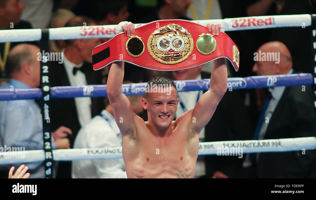 First Direct Arena, Leeds, West Yorkshire, UK. 15th June, 2019. Josh Warrington (Leeds) retains the world title after beating Kid Galahad (Sheffield) during the International Boxing Federation (IBF) World Featherweight Title. Credit: Stephen Gaunt/Alamy Live News Stock Photo