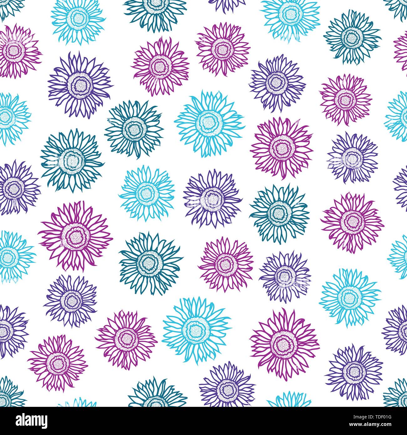 Blue background and sunflowers Stock Vector Images - Alamy