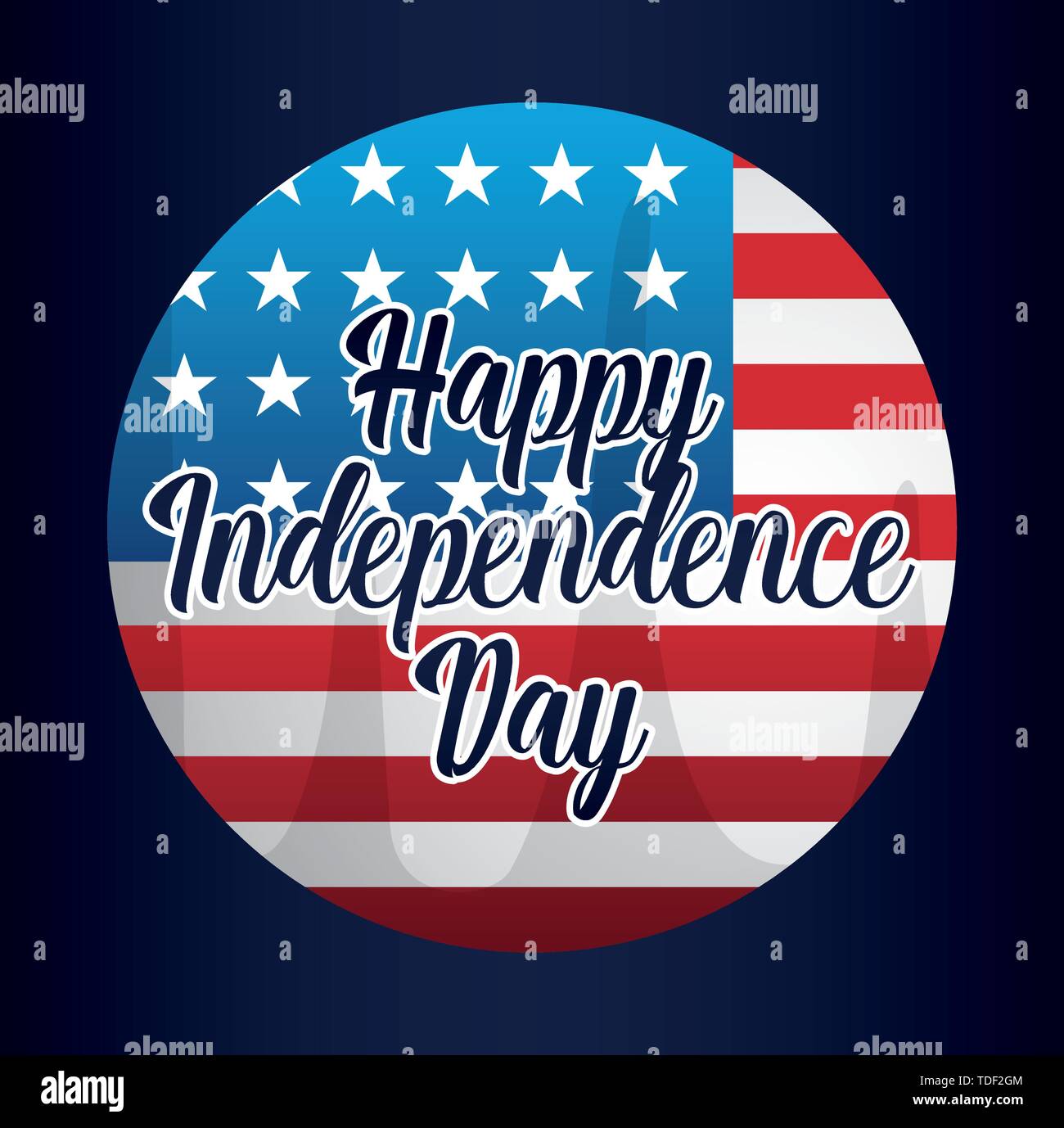 happy independence day card with flag in frame circular vector ...
