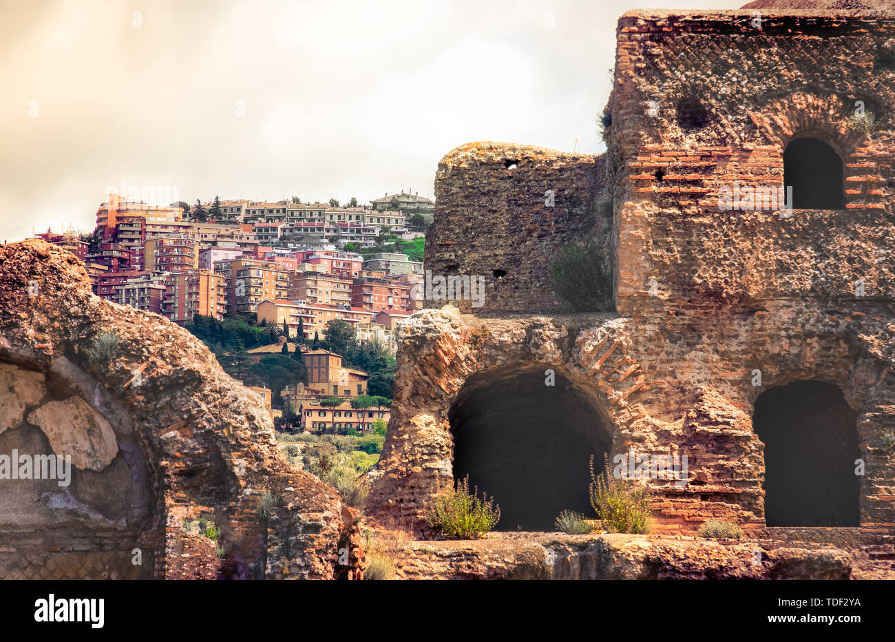 italian archaeology cityscape of Tivoli town in Rome - Lazio - Italy ...